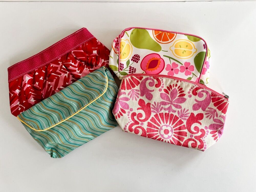 Clinique Mixed Lot Of 4 Cosmetics Makeup Travel Bags
